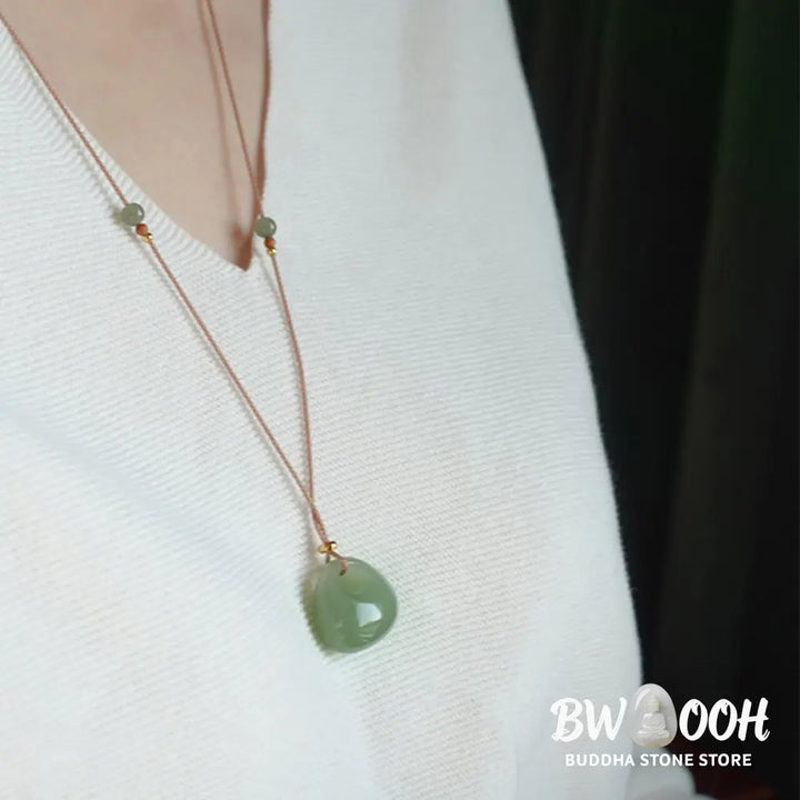 Buddha Stones Natural Jade Luck Prosperity Necklace Pendant (Random Color) - BWOOOH - Jade (Prosperity ♥ Abundance)