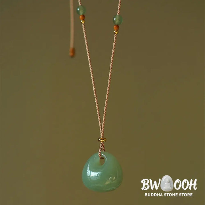 Buddha Stones Natural Jade Luck Prosperity Necklace Pendant (Random Color) - BWOOOH - Jade (Prosperity ♥ Abundance)