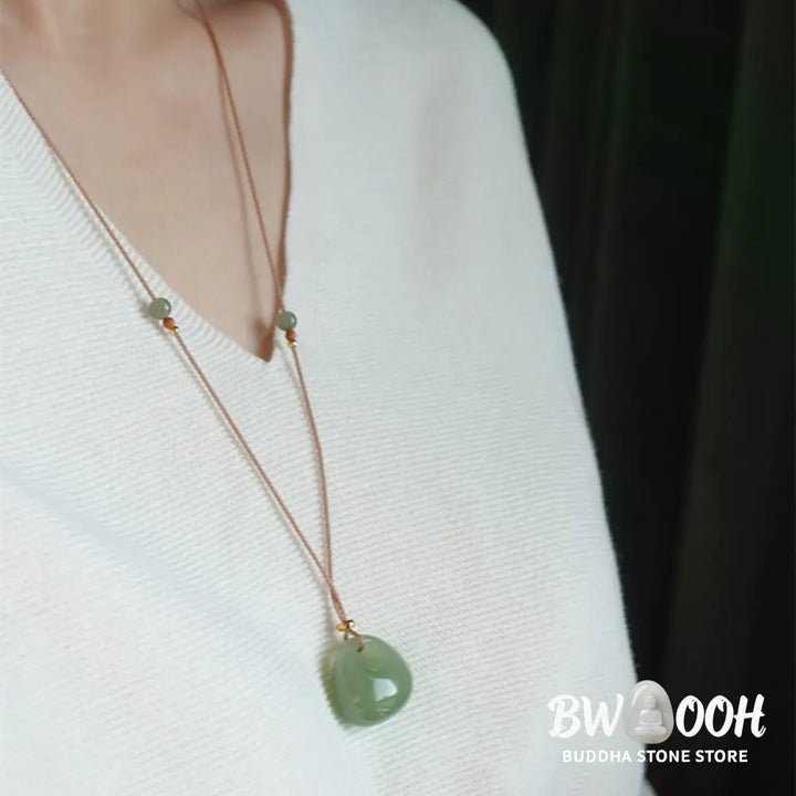 Buddha Stones Natural Jade Luck Prosperity Necklace Pendant (Random Color) - BWOOOH - Jade (Prosperity ♥ Abundance)
