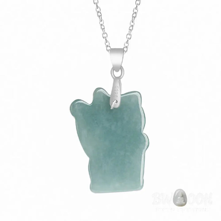 Buddha Stones Natural Jade Lucky Cat Abundance Titanium Steel Necklace Pendant - BWOOOH - Jade - Necklaces &amp; Pendants