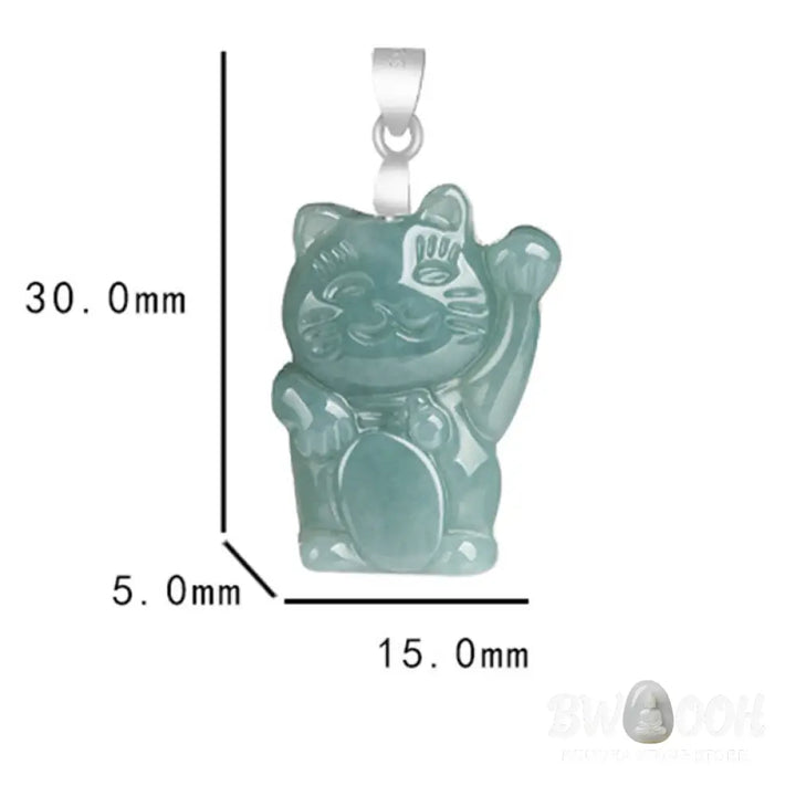 Buddha Stones Natural Jade Lucky Cat Abundance Titanium Steel Necklace Pendant - BWOOOH - Jade - Necklaces &amp; Pendants