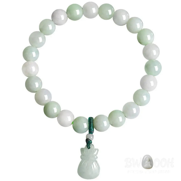 Buddha Stones Natural Jade Money Bag Charm Luck Bracelet - BWOOOH - Jade(Wrist Circumference 14-17cm) - Bracelet
