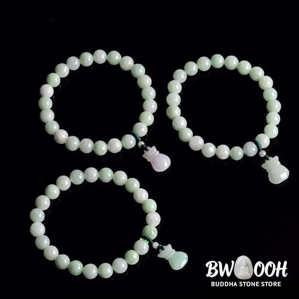 Buddha Stones Natural Jade Money Bag Charm Luck Bracelet - BWOOOH - Jade(Wrist Circumference 14-17cm) - Bracelet