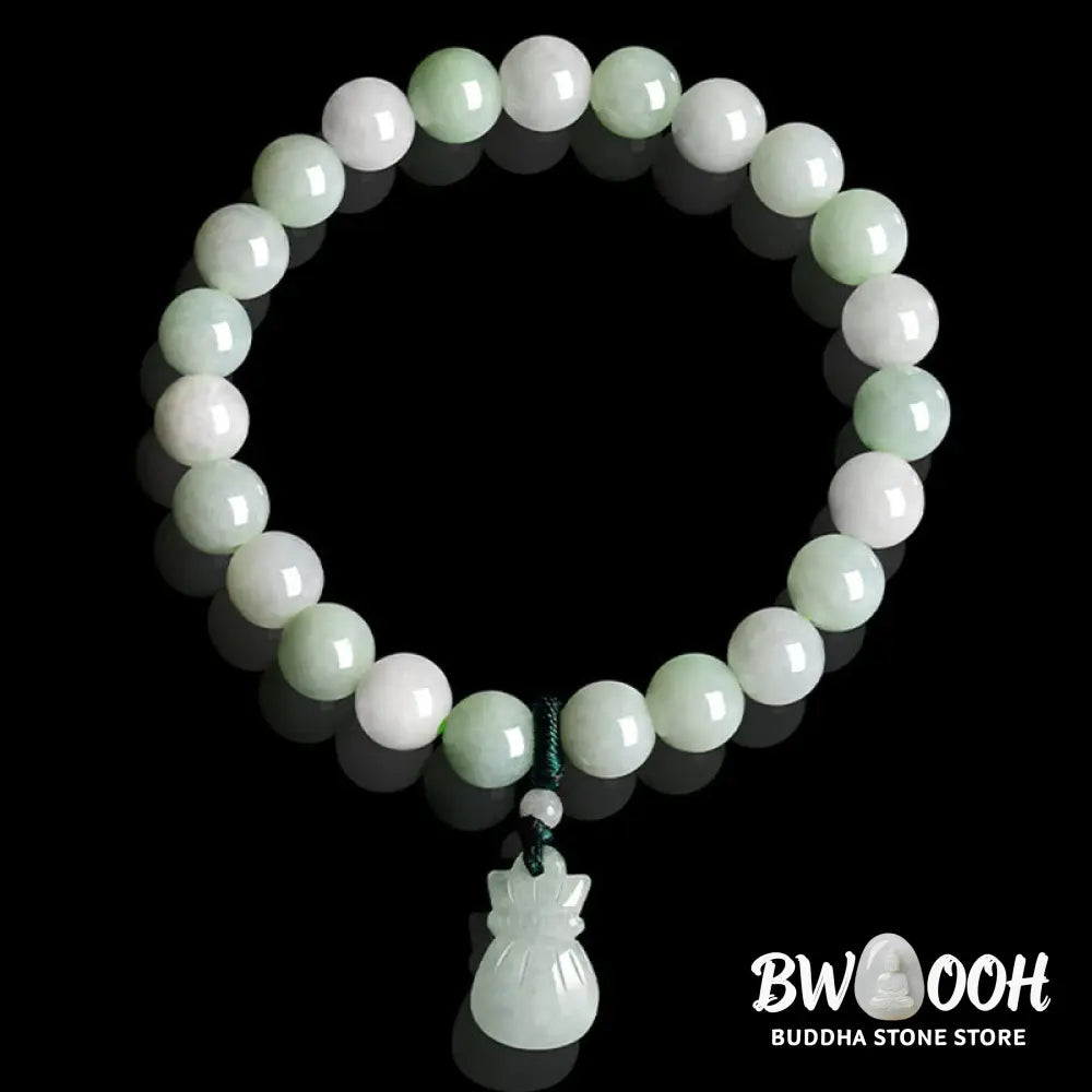 Buddha Stones Natural Jade Money Bag Charm Luck Bracelet - BWOOOH - Jade(Wrist Circumference 14-17cm) - Bracelet