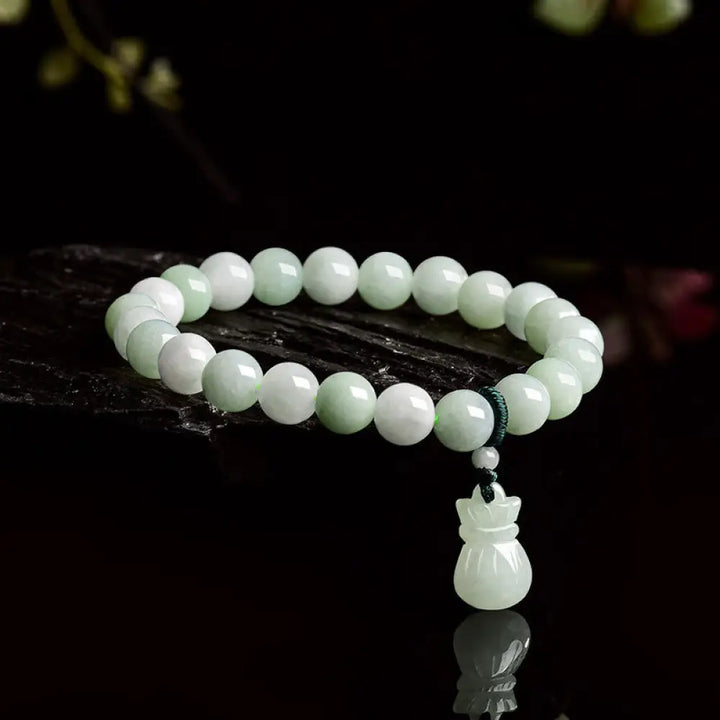 BWOOOH Natural Jade Money Bag Charm Luck Bracelet — Jade jade bracelet for spiritual healing and mindful living