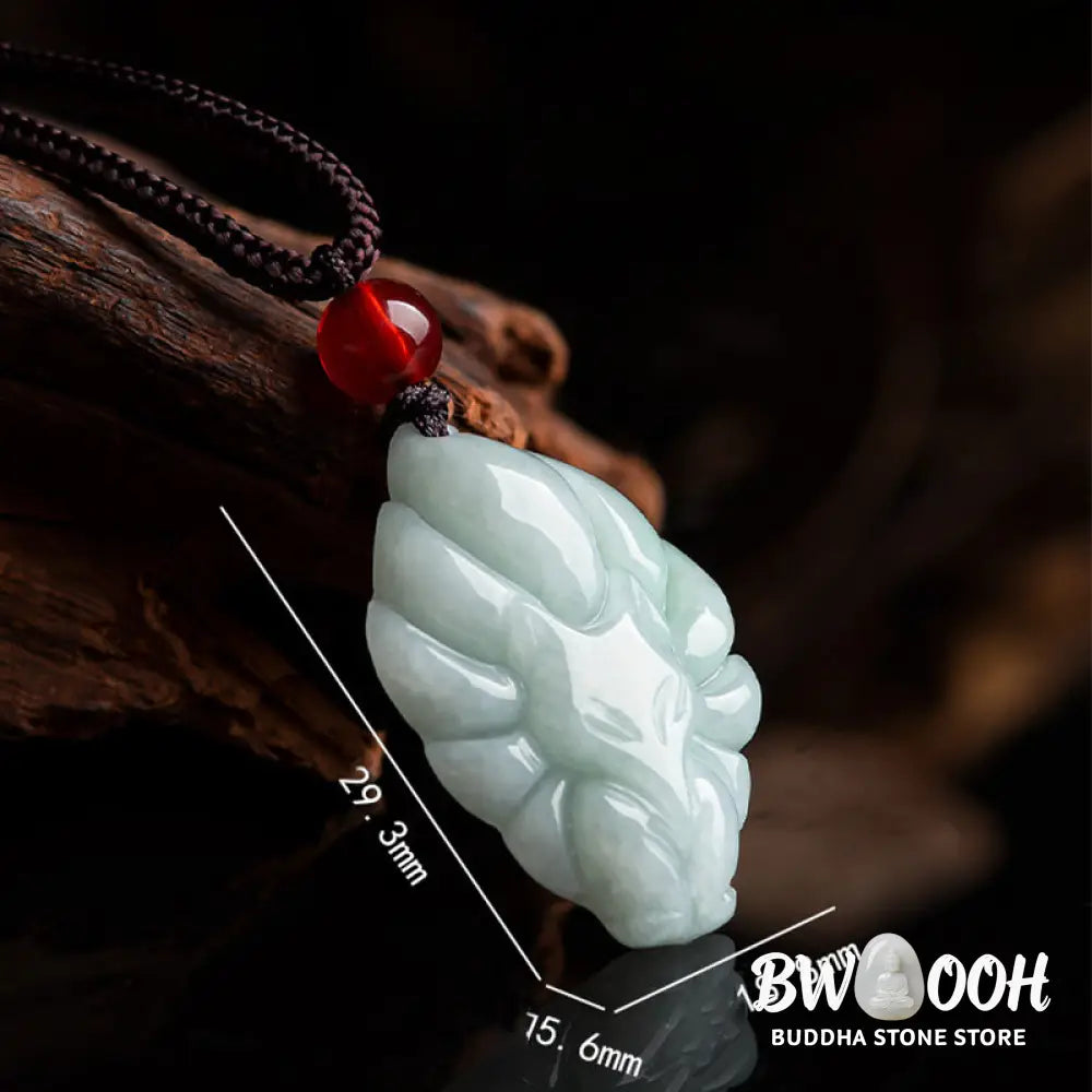 Buddha Stones Natural Jade Nine Tailed Fox Luck Prosperity Necklace Pendant - BWOOOH - Jade (Prosperity ♥ Abundance)