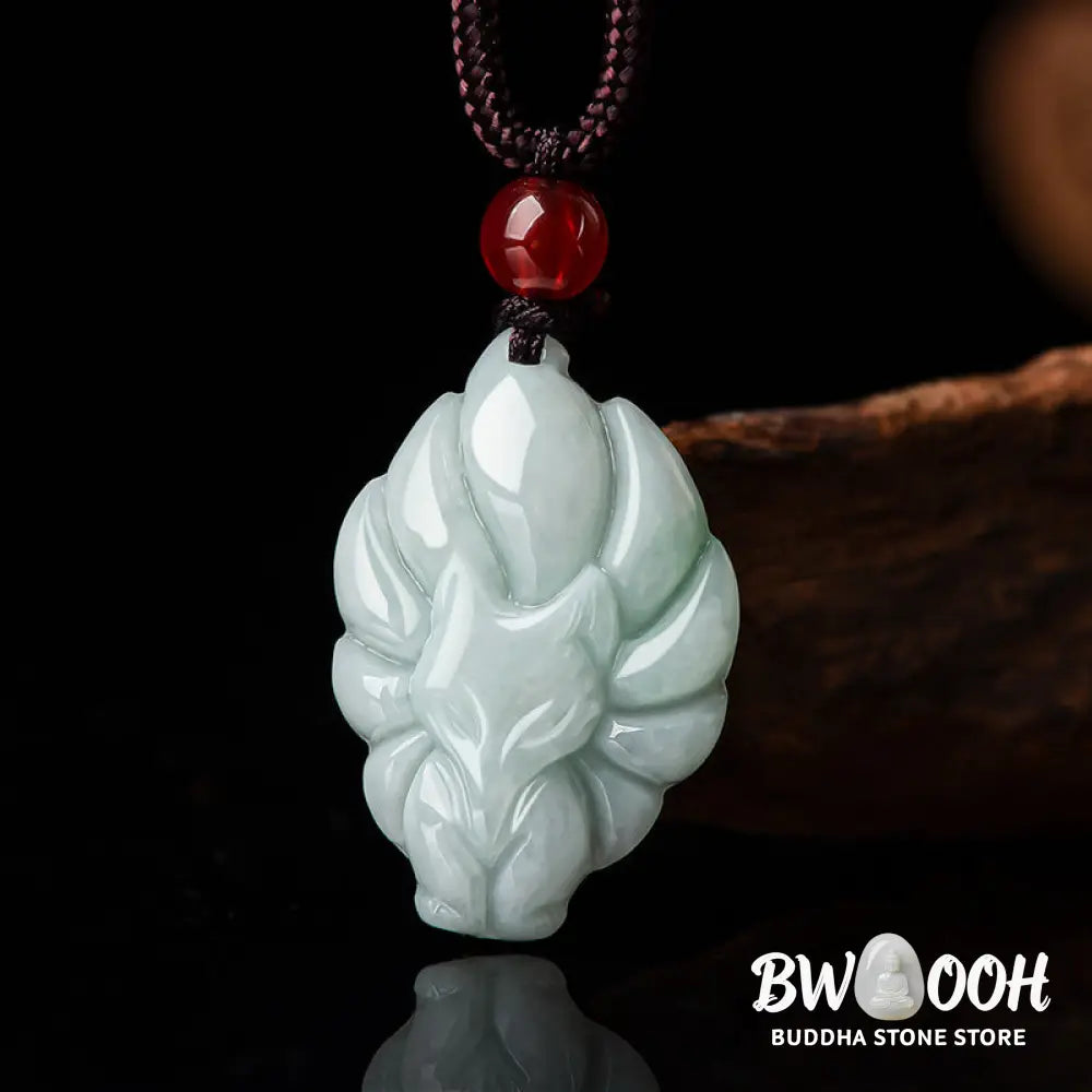 Buddha Stones Natural Jade Nine Tailed Fox Luck Prosperity Necklace Pendant - BWOOOH - Jade (Prosperity ♥ Abundance)