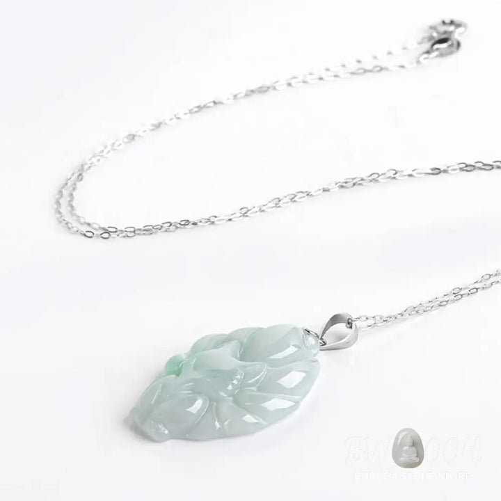 Buddha Stones Natural Jade Nine Tailed Fox Prosperity Titanium Steel Chain Necklace Pendant - BWOOOH