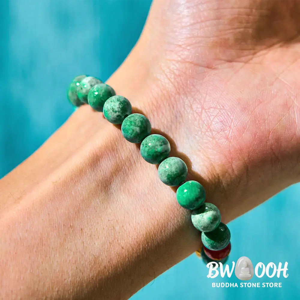 Buddha Stones Natural Jade Om Mani Padme Hum Cyclone Charm Prosperity Bracelet - BWOOOH - Jade(Wrist Circumference: