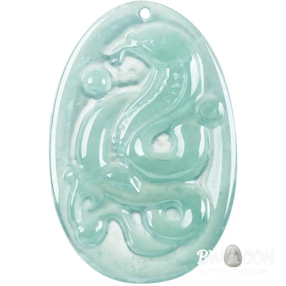 Buddha Stones Natural Jade Oval Year Of The Snake Luck Necklace Pendant - BWOOOH - Jade Snake - Necklaces &amp; Pendants