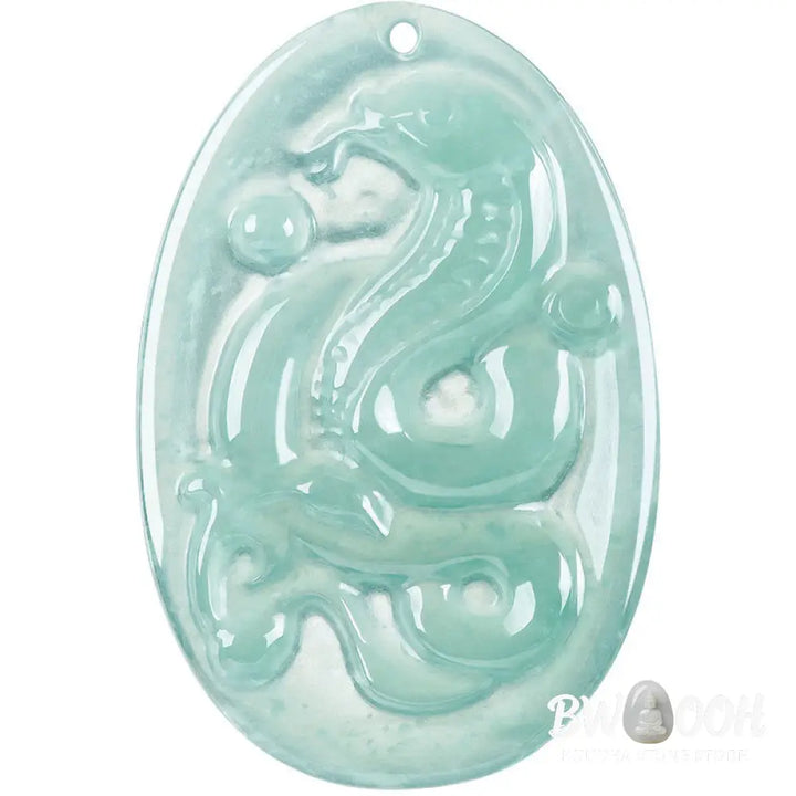 Buddha Stones Natural Jade Oval Year Of The Snake Luck Necklace Pendant - BWOOOH - Jade Snake - Necklaces &amp; Pendants