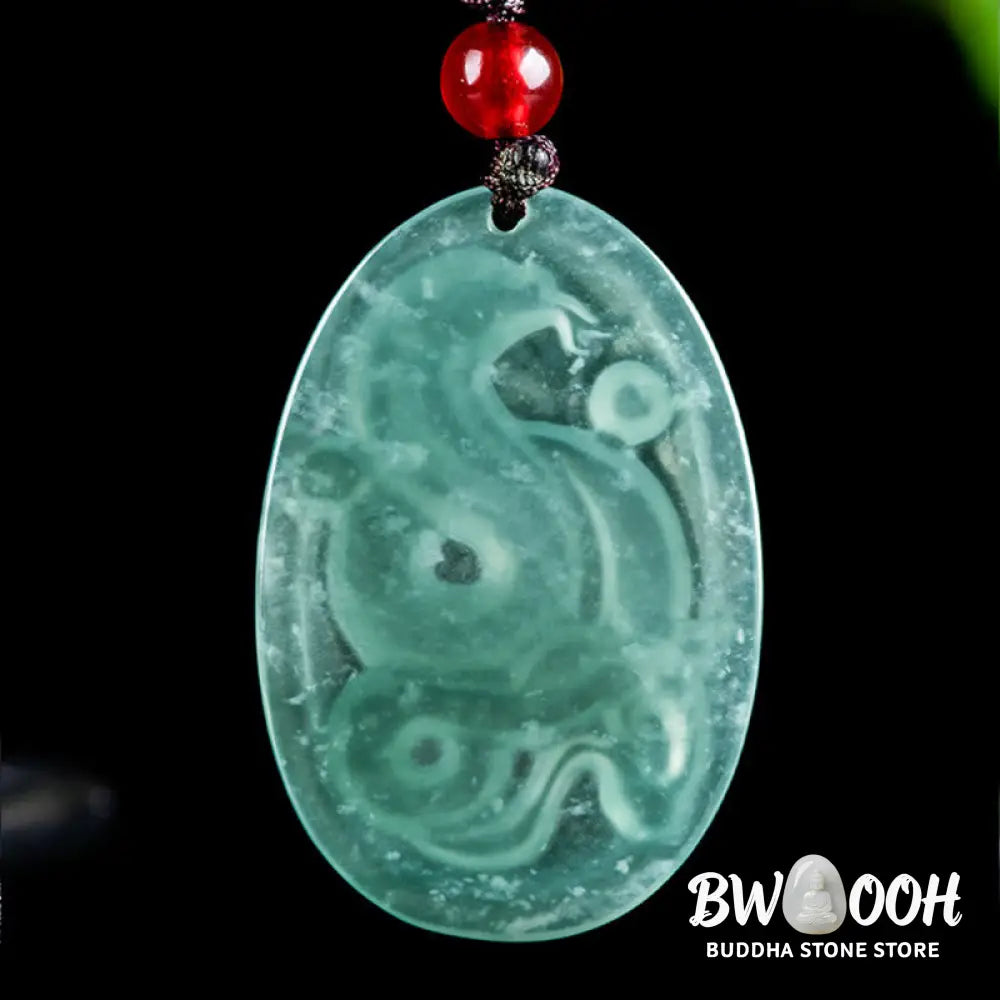 Buddha Stones Natural Jade Oval Year Of The Snake Luck Necklace Pendant - BWOOOH - Jade Snake - Necklaces &amp; Pendants