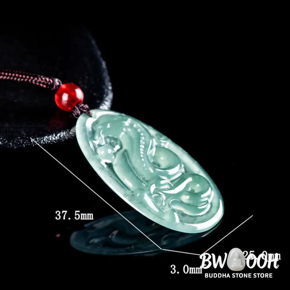 Buddha Stones Natural Jade Oval Year Of The Snake Luck Necklace Pendant - BWOOOH - Jade Snake - Necklaces &amp; Pendants