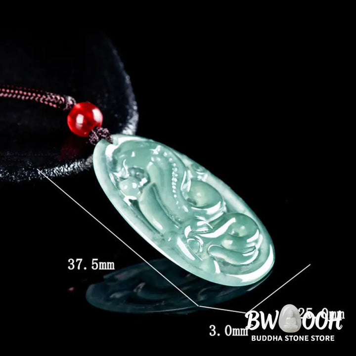 Buddha Stones Natural Jade Oval Year Of The Snake Luck Necklace Pendant - BWOOOH - Jade Snake - Necklaces &amp; Pendants