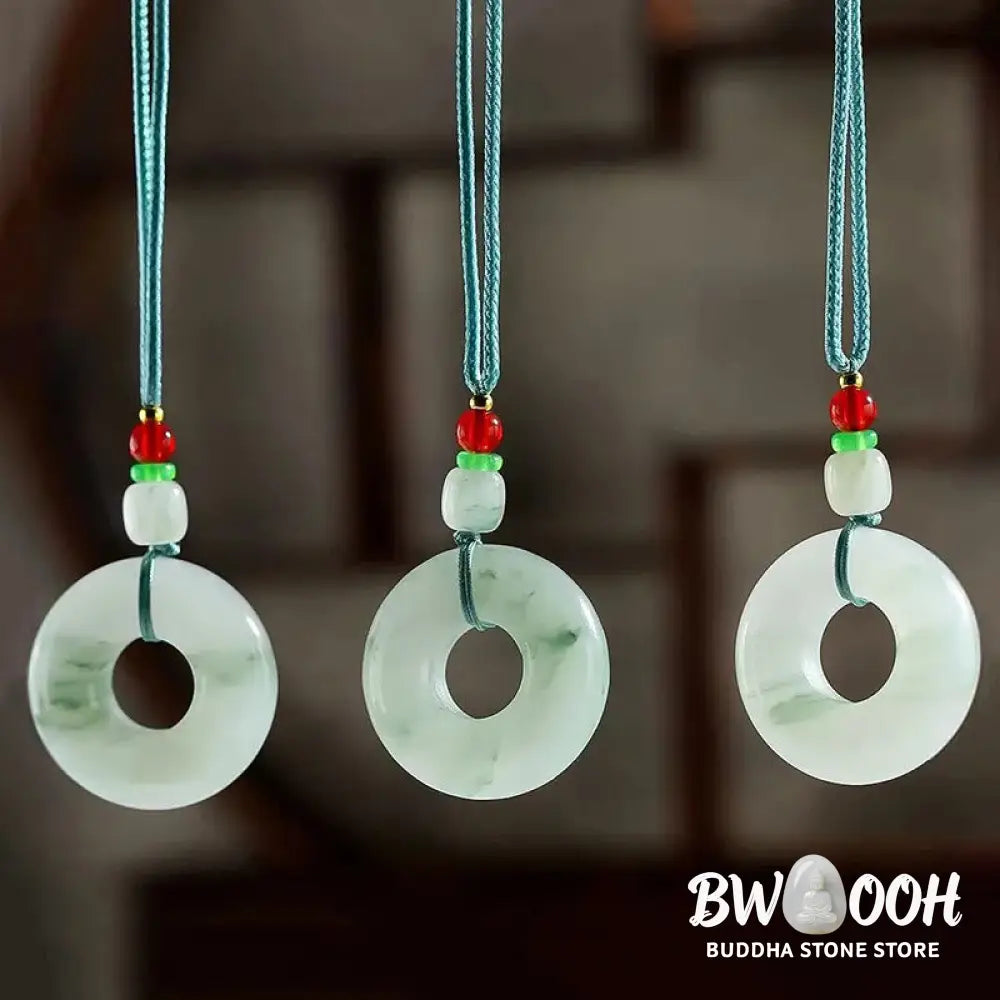 Buddha Stones Natural Jade Peace Buckle Prosperity Necklace Pendant - BWOOOH - Jade(Prosperity♥Abundance) - Necklaces &amp;
