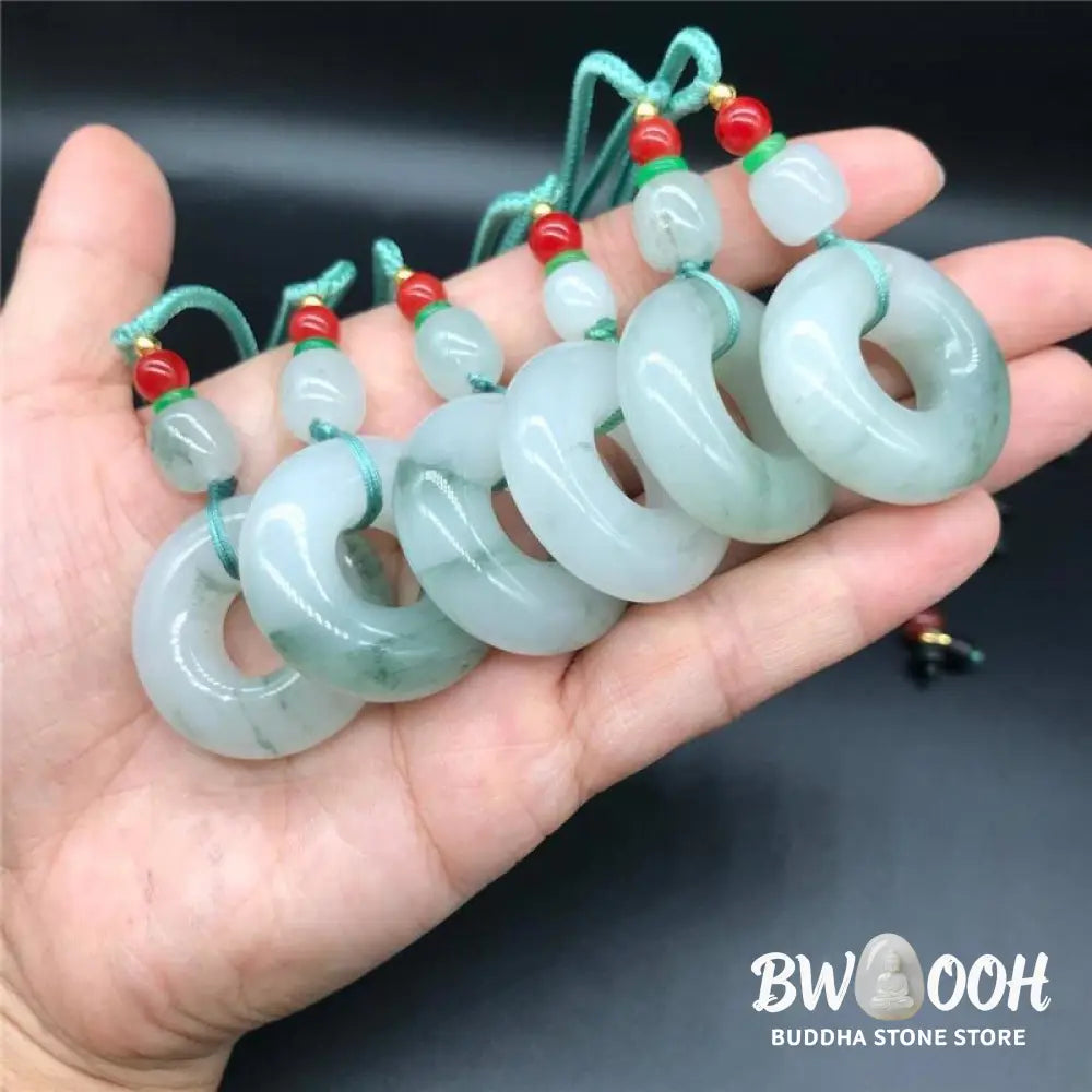 Buddha Stones Natural Jade Peace Buckle Prosperity Necklace Pendant - BWOOOH - Jade(Prosperity♥Abundance) - Necklaces &amp;