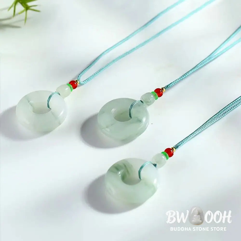 Buddha Stones Natural Jade Peace Buckle Prosperity Necklace Pendant - BWOOOH - Jade(Prosperity♥Abundance) - Necklaces &amp;