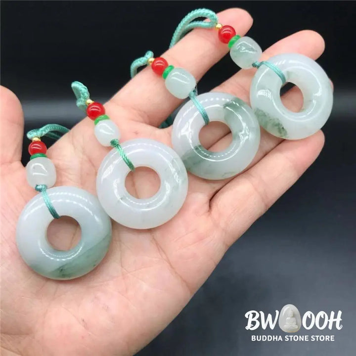 Buddha Stones Natural Jade Peace Buckle Prosperity Necklace Pendant - BWOOOH - Jade(Prosperity♥Abundance) - Necklaces &amp;