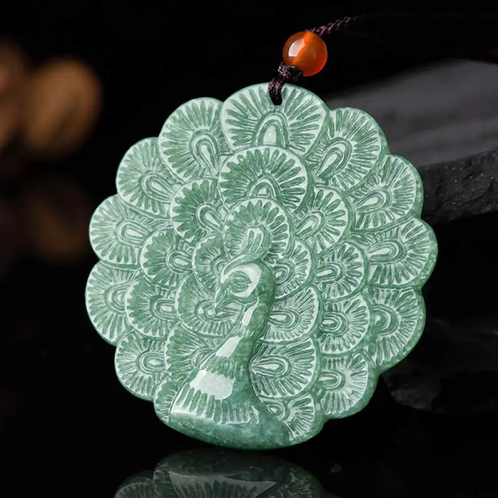 BWOOOH Natural Jade Peacock Luck Prosperity Necklace Pendant spiritual jewelry