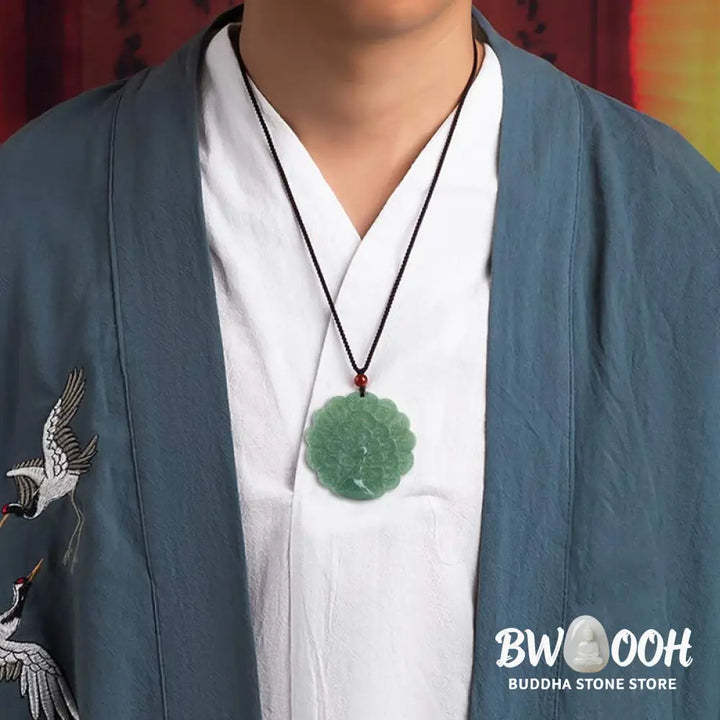 Buddha Stones Natural Jade Peacock Luck Prosperity Necklace Pendant - BWOOOH - Jade (Prosperity ♥ Abundance)