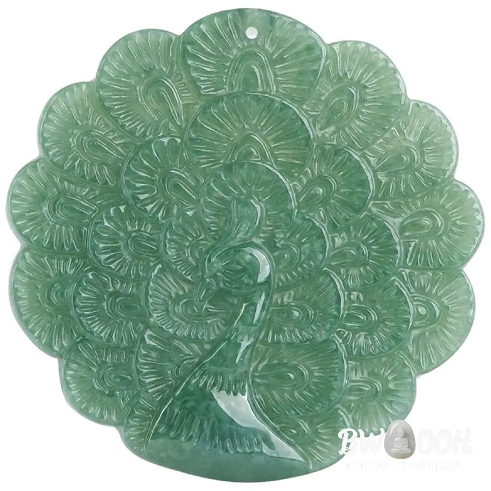 Buddha Stones Natural Jade Peacock Luck Prosperity Necklace Pendant - BWOOOH - Jade (Prosperity ♥ Abundance)