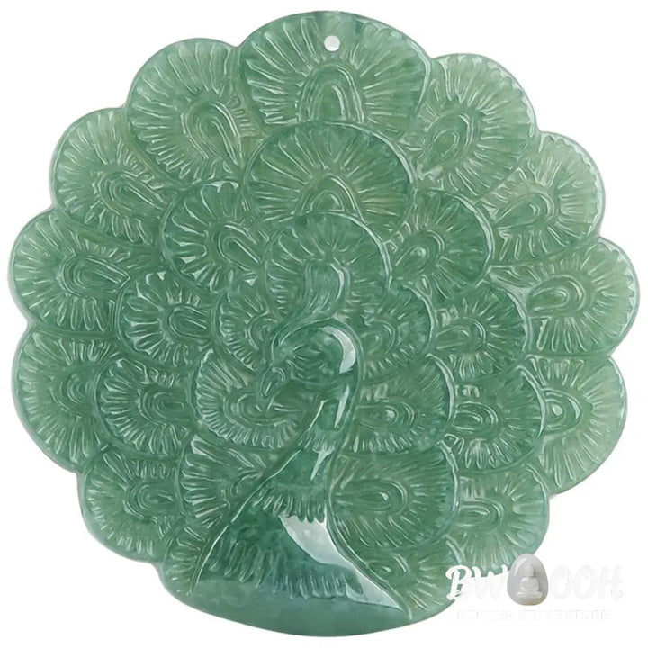 Buddha Stones Natural Jade Peacock Luck Prosperity Necklace Pendant - BWOOOH - Jade (Prosperity ♥ Abundance)