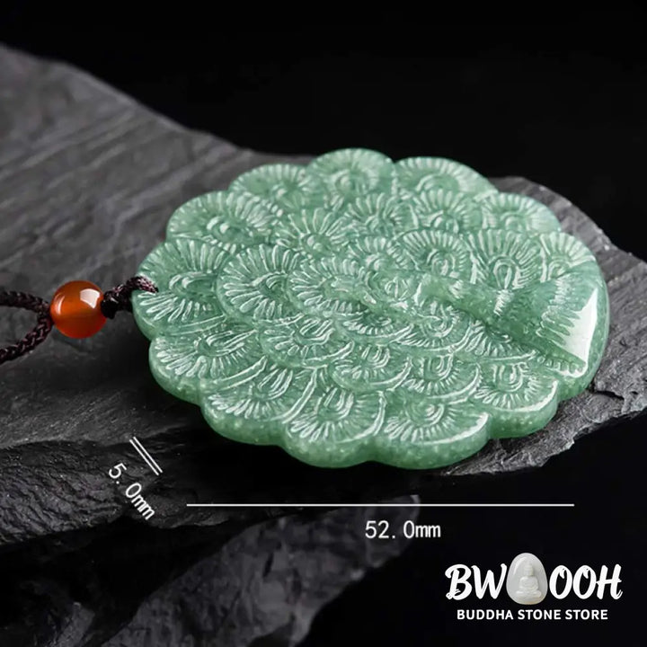 Buddha Stones Natural Jade Peacock Luck Prosperity Necklace Pendant - BWOOOH - Jade (Prosperity ♥ Abundance)