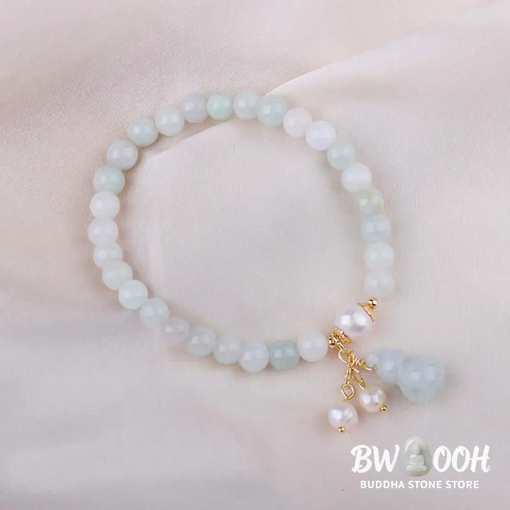 BWOOOH Natural Jade Pearl Gourd Prosperity Luck Bracelet | natural stone spiritual bracelet for healing and mindful living