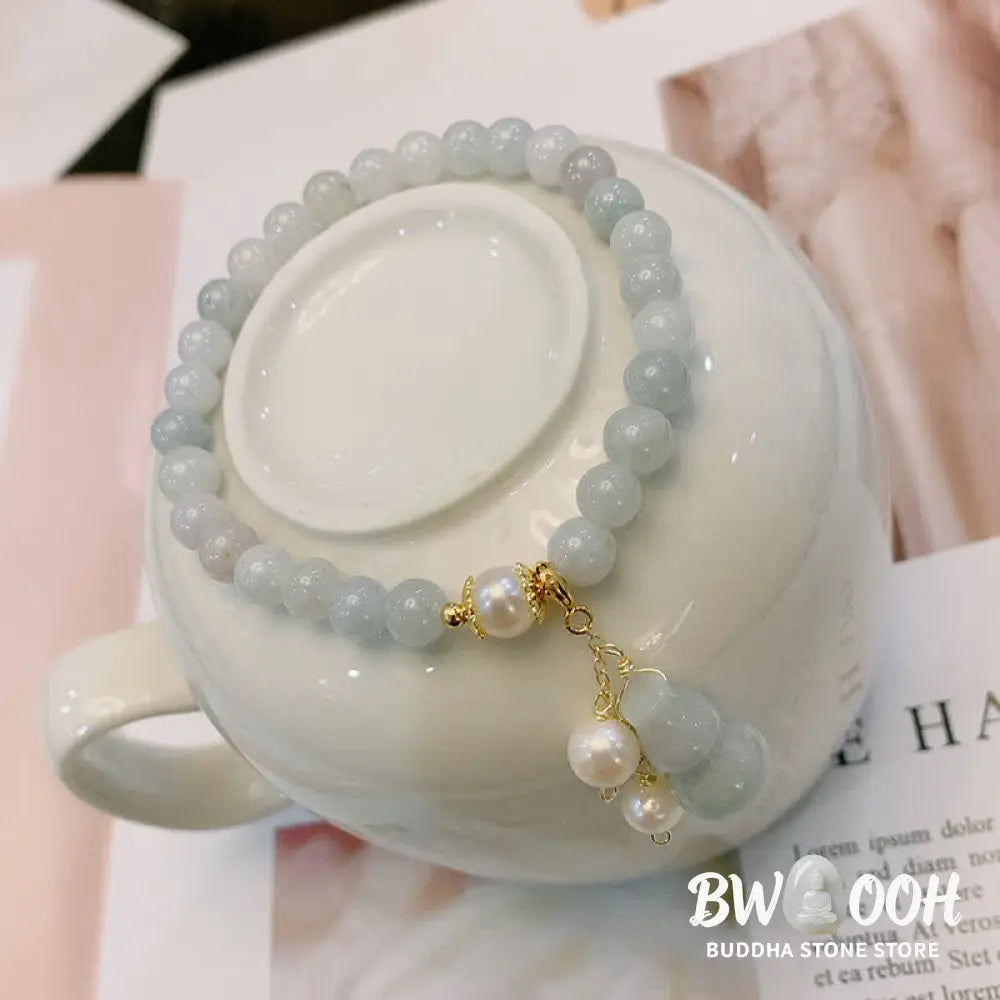 BWOOOH Natural Jade Pearl Gourd Prosperity Luck Bracelet | natural stone spiritual bracelet for healing and mindful living