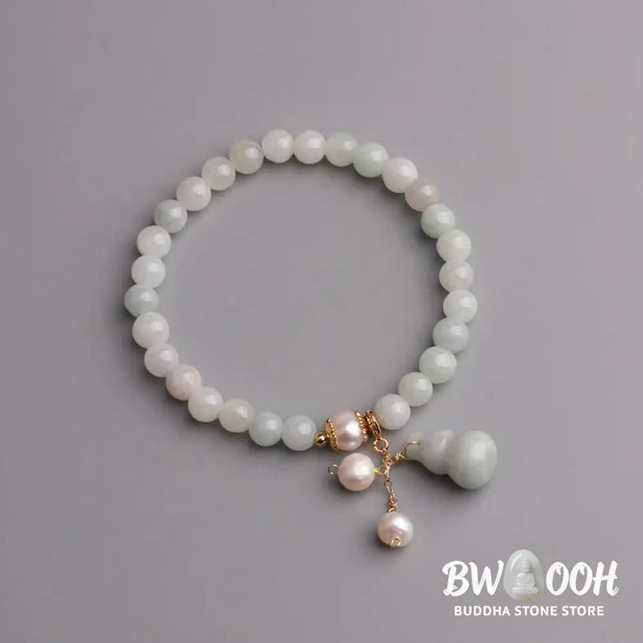 BWOOOH Natural Jade Pearl Gourd Prosperity Luck Bracelet | natural stone spiritual bracelet for healing and mindful living