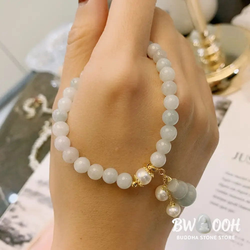BWOOOH Natural Jade Pearl Gourd Prosperity Luck Bracelet | natural stone spiritual bracelet for healing and mindful living