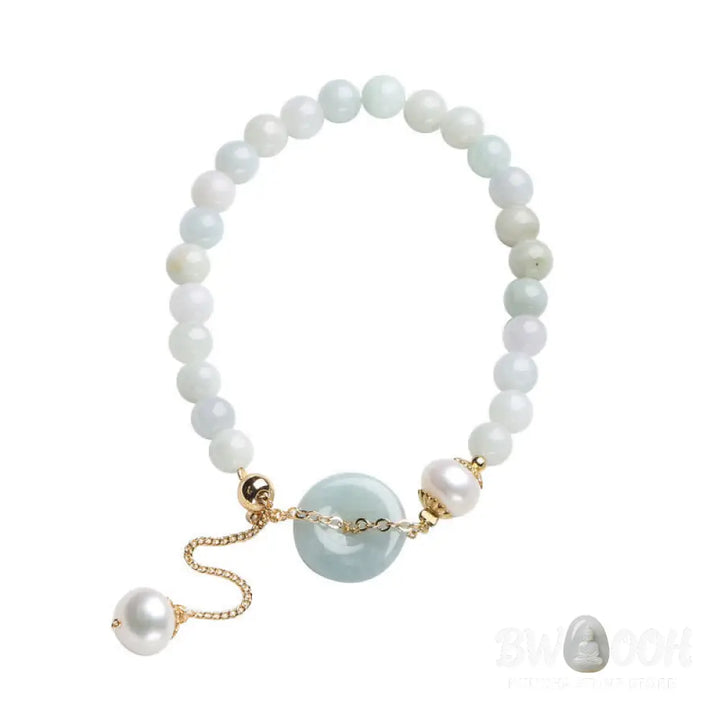 BWOOOH Natural Jade Pearl Peace Buckle Prosperity Luck Bracelet | spiritual healing bracelet
