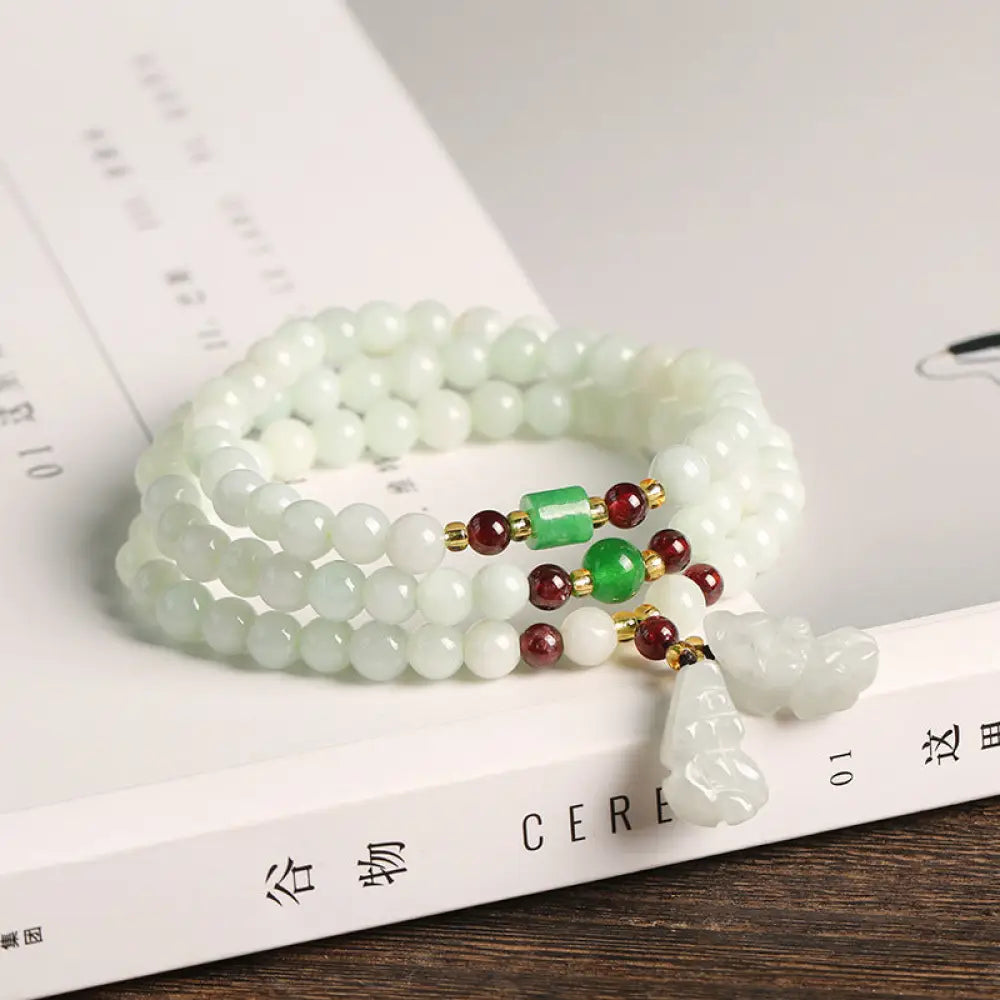 Buddha Stones Natural Jade Pixiu Buddha Abundance Bracelet - BWOOOH - 2 - Bracelet