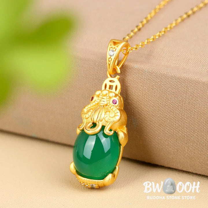 Buddha Stones Natural Jade PiXiu Balance Necklace - BWOOOH - 30*12mm - Necklace