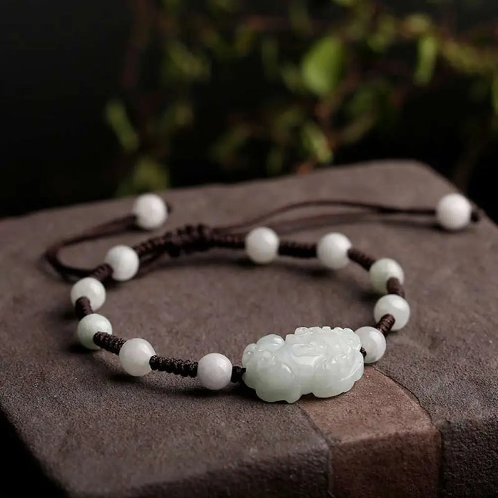 Buddha Stones Natural Jade PiXiu Luck Bracelet - Brown - Bracelet