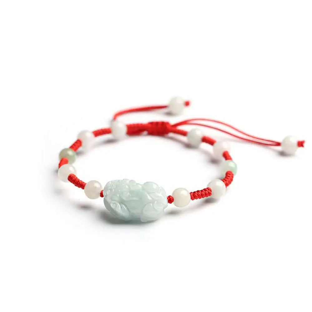 Buddha Stones Natural Jade PiXiu Luck Bracelet - Red - Bracelet