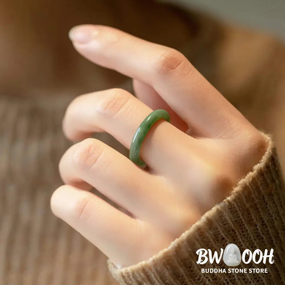 Buddha Stones Natural Jade Prosperity Abundance Ring - BWOOOH - Ring