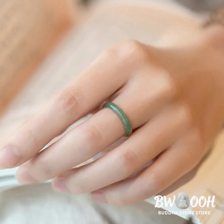 Buddha Stones Natural Jade Prosperity Abundance Ring - BWOOOH - Ring