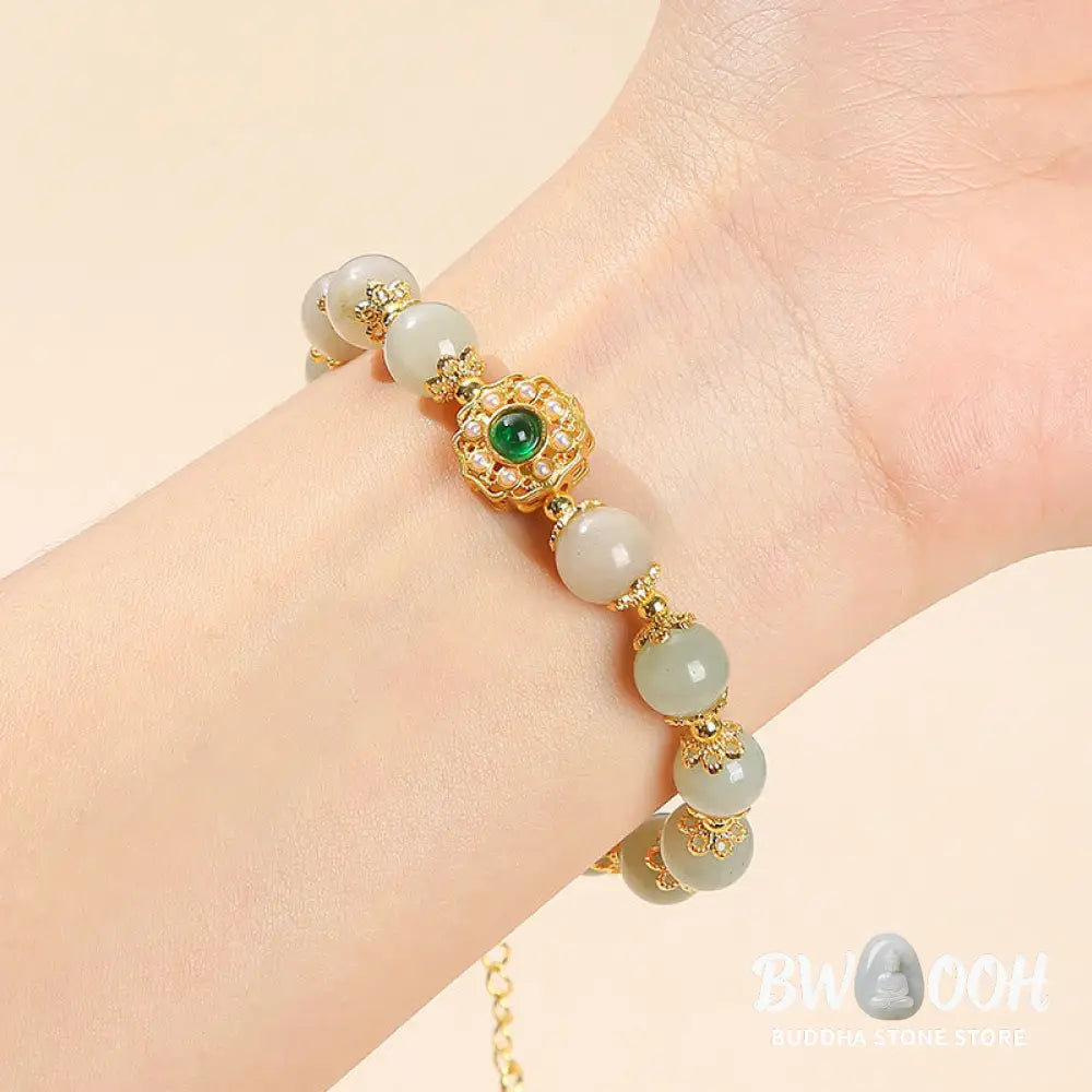BWOOOH Natural Jade Prosperity Bead Chain Bracelet | natural stone spiritual bracelet for healing and mindful living