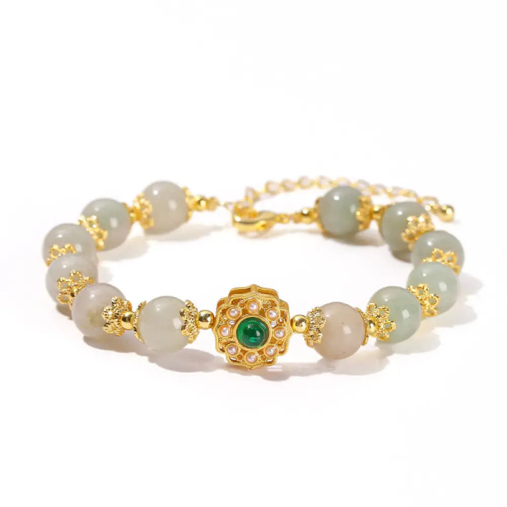 BWOOOH Natural Jade Prosperity Bead Chain Bracelet | natural stone spiritual bracelet for healing and mindful living