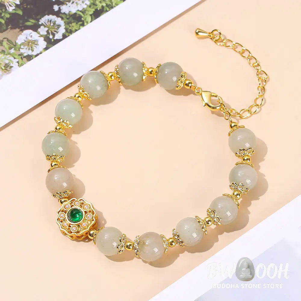 BWOOOH Natural Jade Prosperity Bead Chain Bracelet | natural stone spiritual bracelet for healing and mindful living
