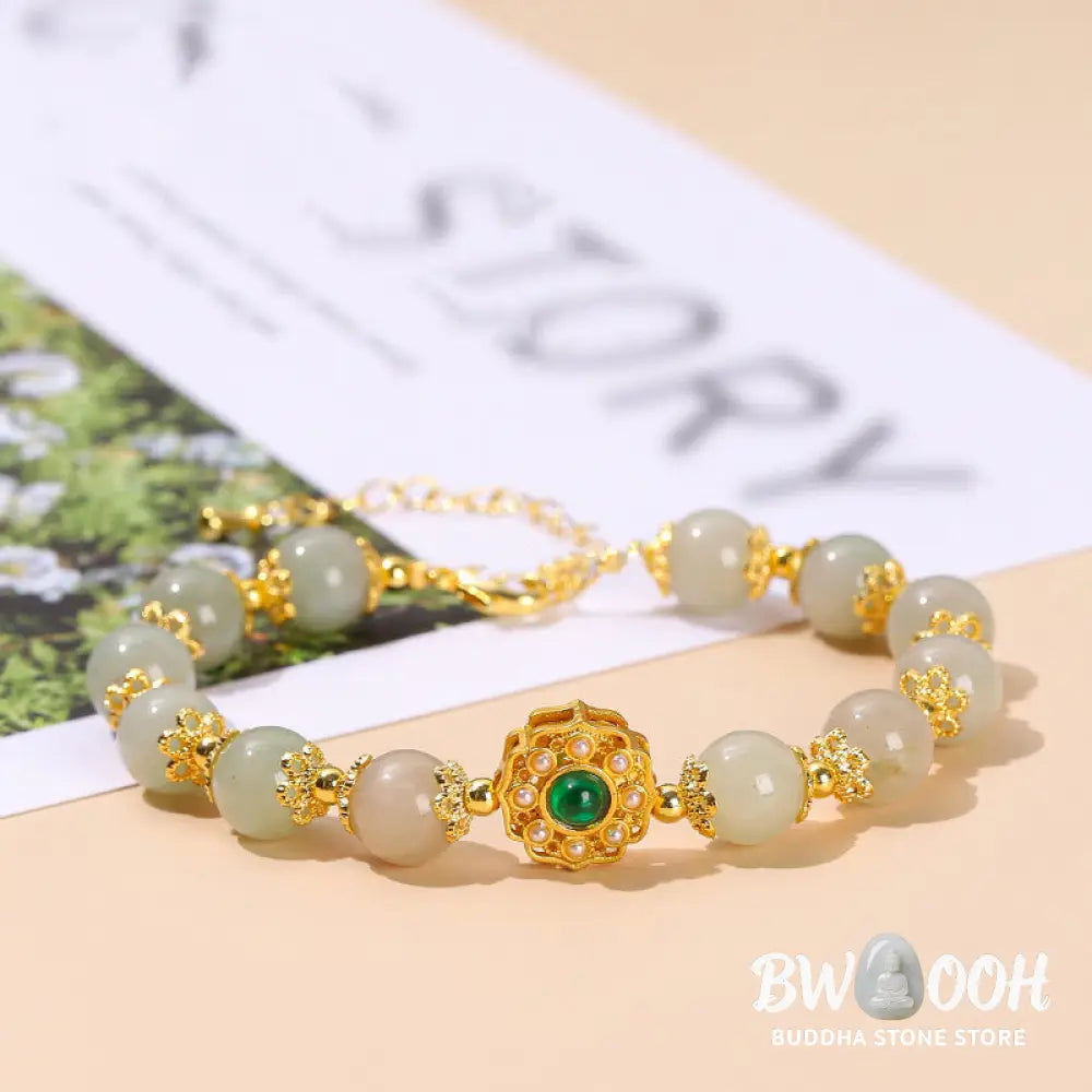 BWOOOH Natural Jade Prosperity Bead Chain Bracelet | natural stone spiritual bracelet for healing and mindful living