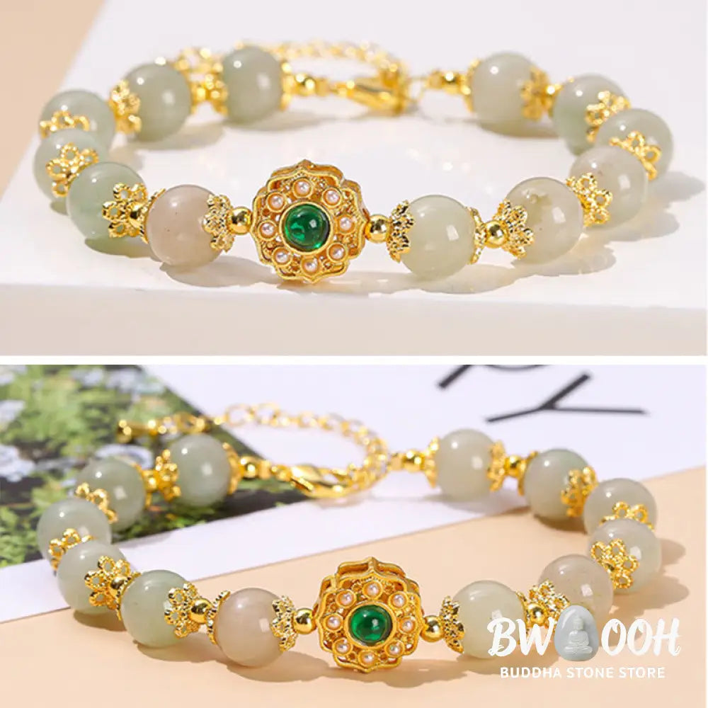 BWOOOH Natural Jade Prosperity Bead Chain Bracelet | natural stone spiritual bracelet for healing and mindful living