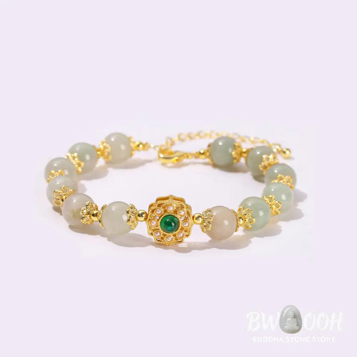 BWOOOH Natural Jade Prosperity Bead Chain Bracelet | natural stone spiritual bracelet for healing and mindful living