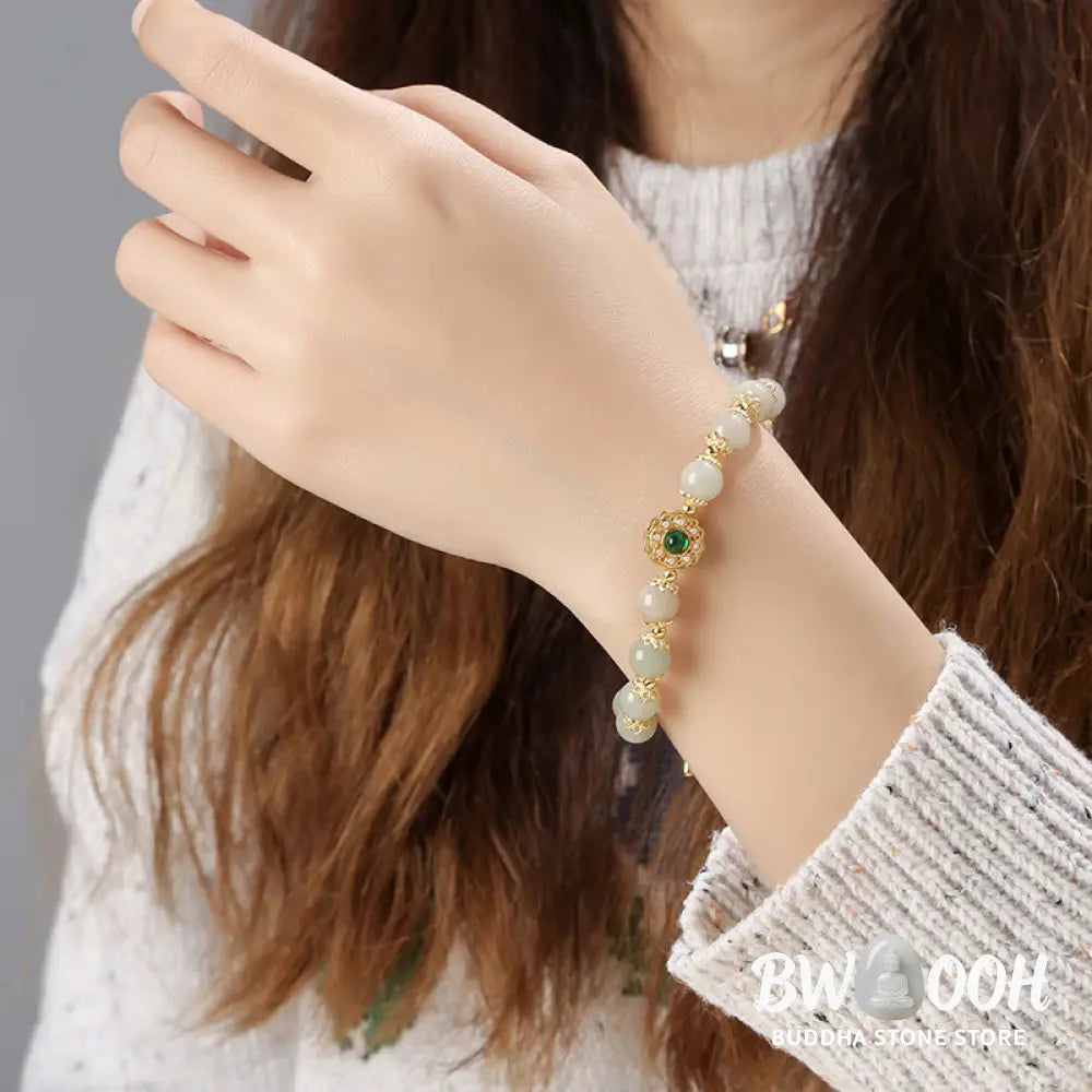 BWOOOH Natural Jade Prosperity Bead Chain Bracelet | natural stone spiritual bracelet for healing and mindful living