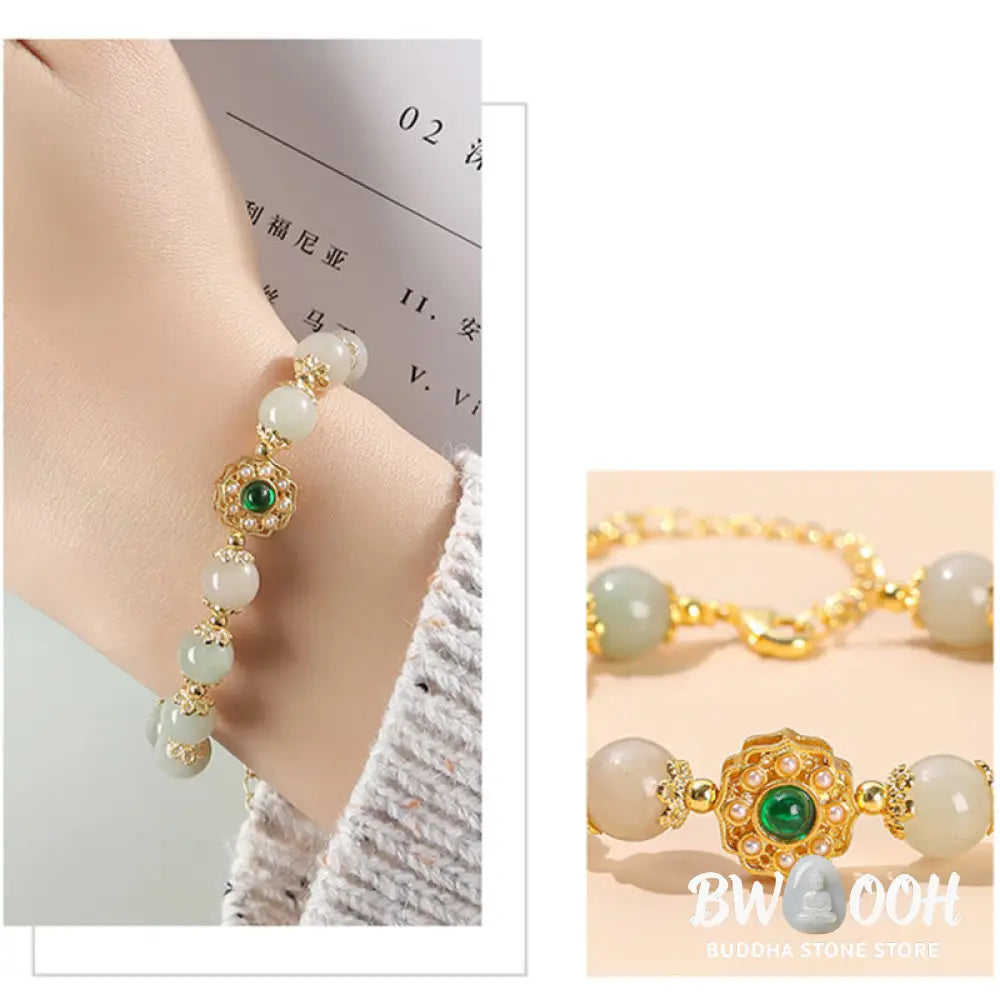 BWOOOH Natural Jade Prosperity Bead Chain Bracelet | natural stone spiritual bracelet for healing and mindful living