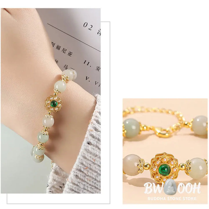 BWOOOH Natural Jade Prosperity Bead Chain Bracelet | natural stone spiritual bracelet for healing and mindful living