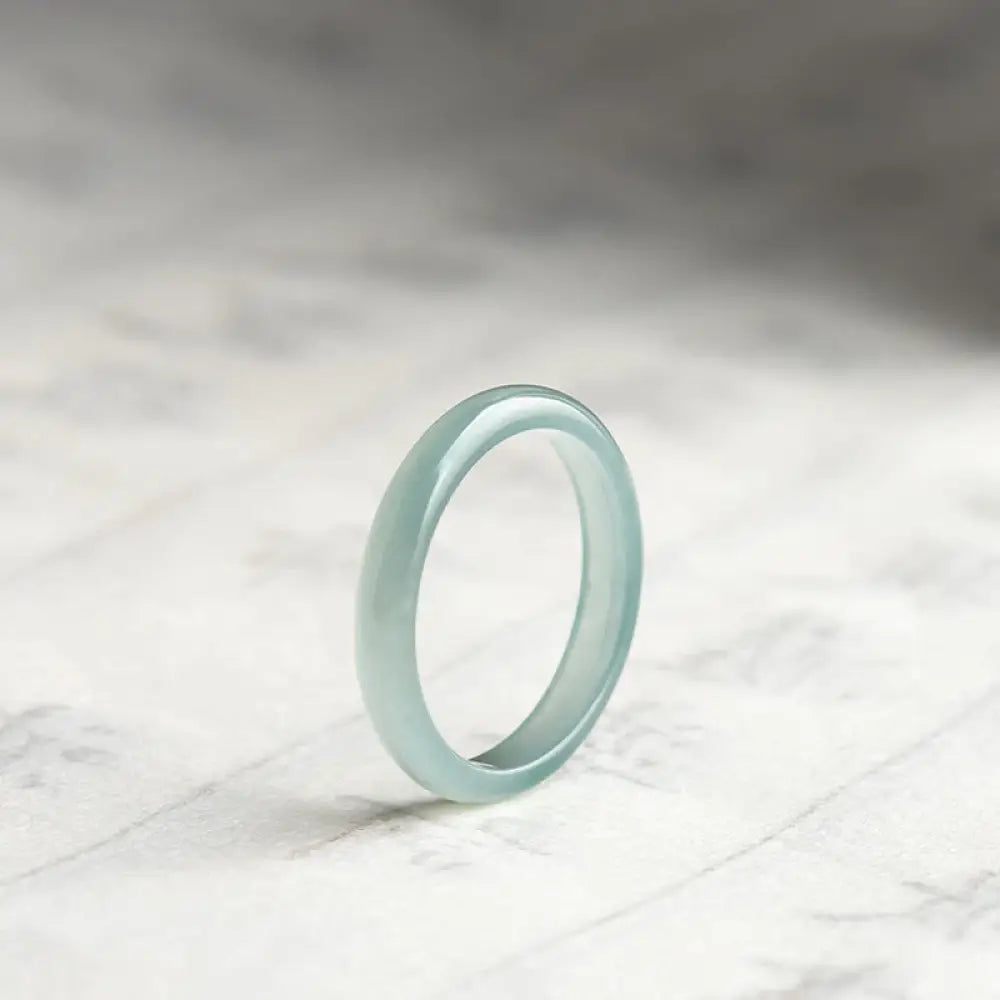 Buddha Stones Natural Jade Prosperity Luck Ring - BWOOOH - Round / 15mm - Ring