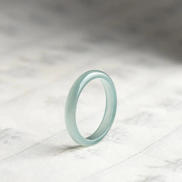 Buddha Stones Natural Jade Prosperity Luck Ring - BWOOOH - Round / 15mm - Ring