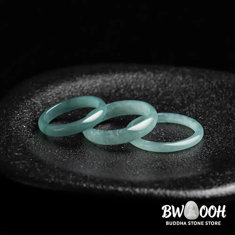 Buddha Stones Natural Jade Prosperity Protection Ring - BWOOOH - Ring